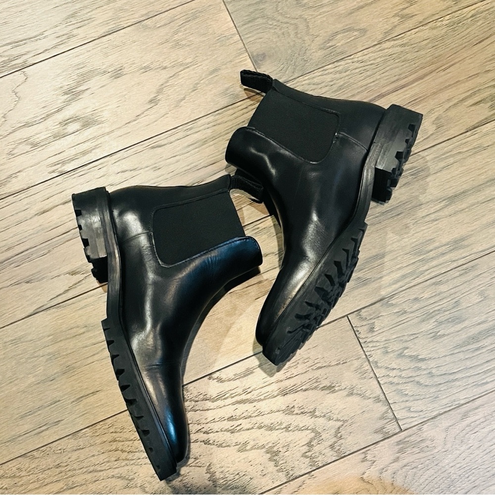 Women's Black Leather Combat Boots